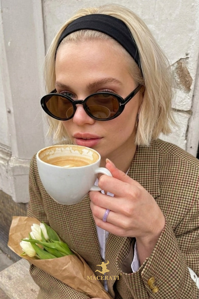 MACERATİ Senna Black Oval Frame Brown Ultra Lightweight Uv400 Filtered Women'...