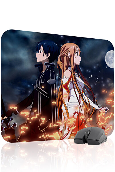 mousepad bastir لوحة ماوس مطاطية مخيطة من Sword Art Online مانع للانزلاق V2 -...