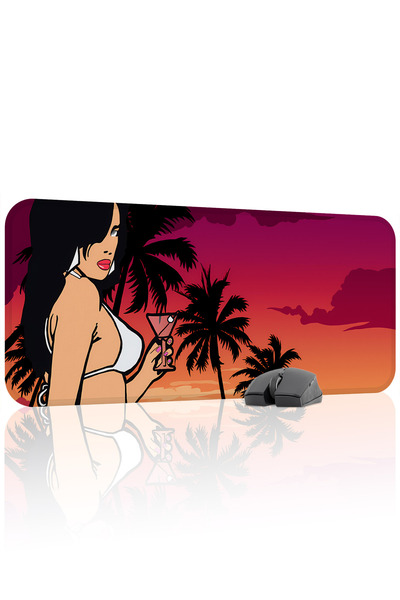 mousepad bastir لوحة ماوس الألعاب المطاطية المخيطة GTA Vice City مانع للانزلا...