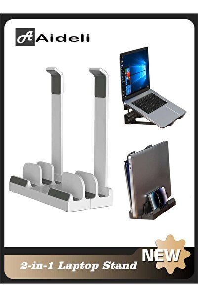 Aideli حامل كمبيوتر محمول عمودي بثلاثة فتحات - حامل موفر للمساحة وحامل مزدوج ...