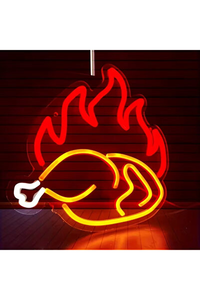 Slasa Chicken Leg Neon Sign 40x35 cm Multicolor LED Wall Decor with 6 mm Acry...