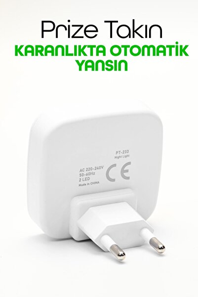Telvesse Otomatik Gece Lambası Işığa Duyarlı LDR Sensörlü Fotoselli Karanlık Sensörlü Işık Beyaz Kare PT233