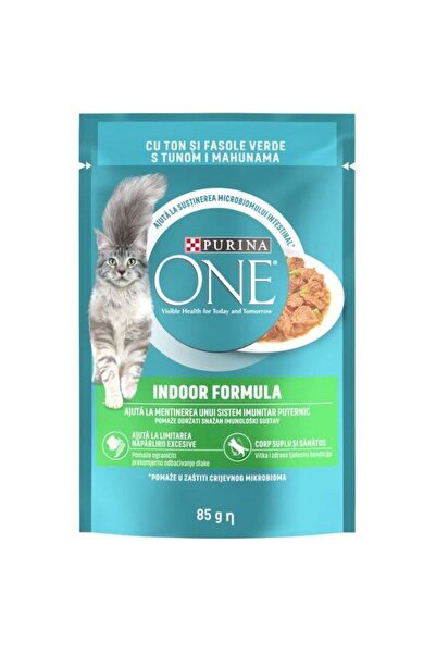 Purina One Hrană pentru pisici de interior, ton și fasole verde, 26 x 85 g