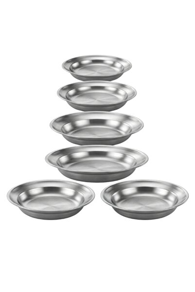 OEM Set of 6 premium stainless steel deep plates, D21xH4 cm dimensions, 750 m...