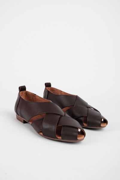 Lal Shoes & Bags Hannah Women's Genuine Leather Cross Interlocking Strap Ba Ballet Flats B4283