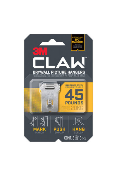 Generic THREE M CLAW Drywall Picture Hangers [45 lbs.]: 3-pack (Silver)