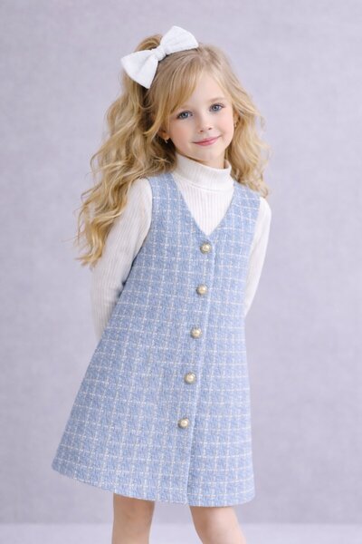 My Kids Wear Kız Çocuk Bayramlık Düğmeli Tüvit Yelekli 2’li Takım 12611