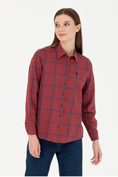 U.S. Polo Assn. Γυναικείο μπορντό μακρυμάνικο πουκάμισο