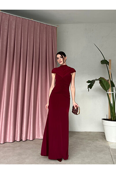 For Angels Yakası Tül Beli Büzgülü Candy Elbise