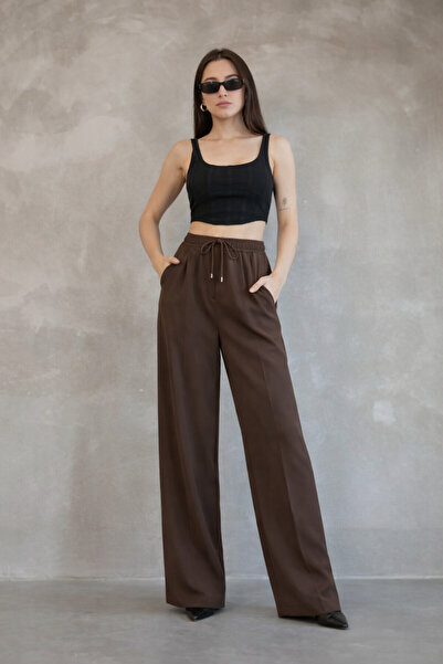 YAKAMEL Women's Crepe Fabric Flared Pants