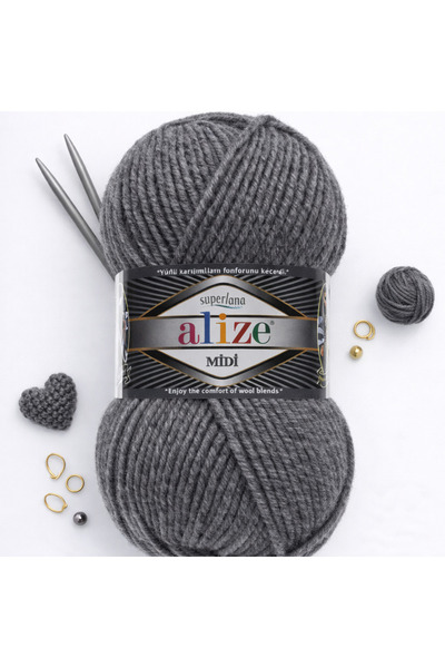 Alize Sperlana Midi Medium Thick Knitting Yarn 21 Gray