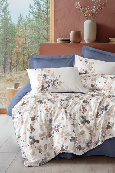 Cotton Box Set de lenjerie de pat dublu din satin Nebulae Indigo