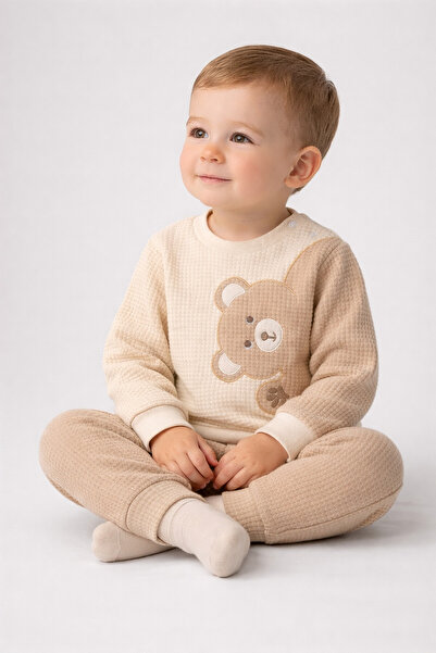 dinamik çocuk قماش وافل بيبي تيدي بير 2 خيط M موسمي طقم مكون من قطعتين للجنسي...