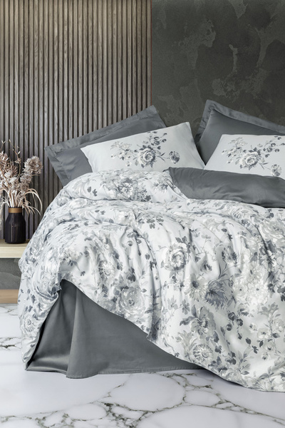 Cotton Box Set cuvertură dublu din satin gri Moale