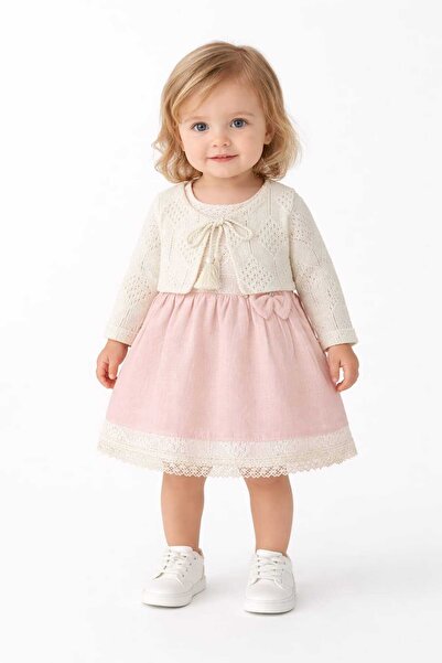BABY MİHRA Kız Bebek Müslin Elbise Bolerolu