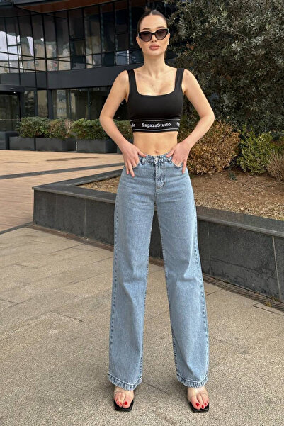 Swana Women's wide leg jeans - light denim blue