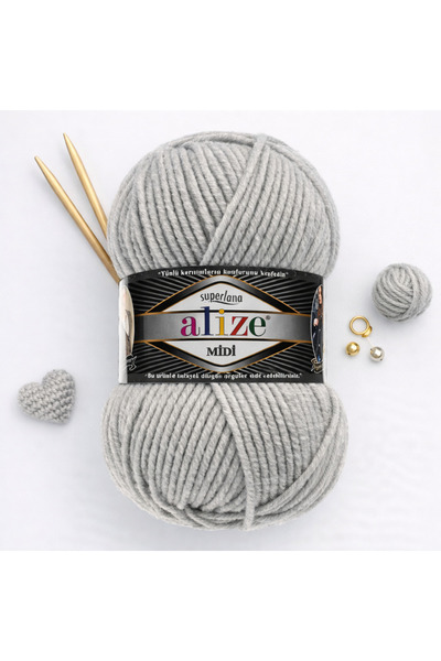 Alize Sperlana Midi Medium Thick Knitting Yarn 208 Light Gray