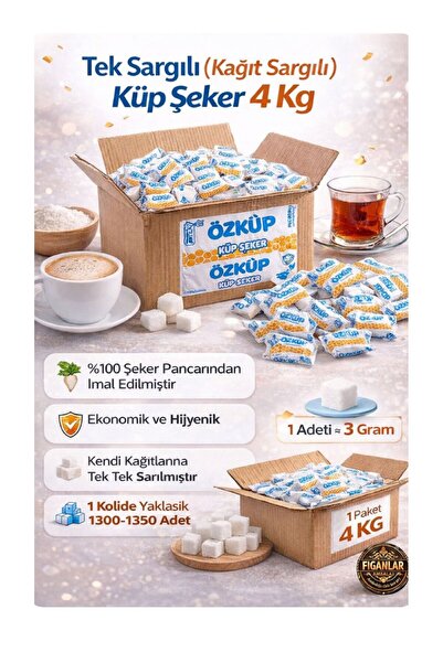 figanlar ambalaj 4 Kg Tek Sargılı Küp Şeker 3 Gr – Kağıt Sargılı %100 Pancar,...
