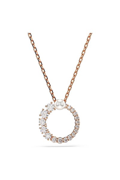 Swaroski Crystal pearl, round cut, white with rose gold plating.