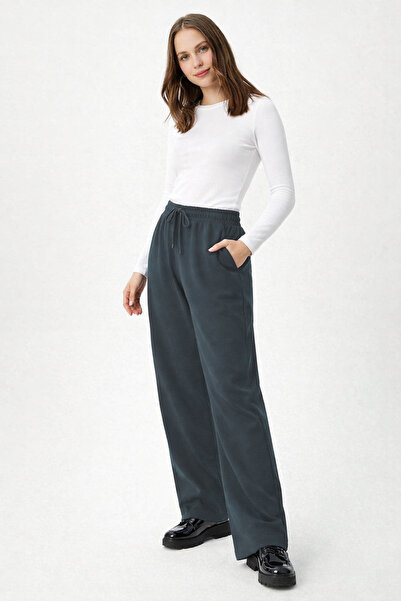 YAKAMEL Ženske Visok struk Krep platnene ležerne Široke nogavice pantalone