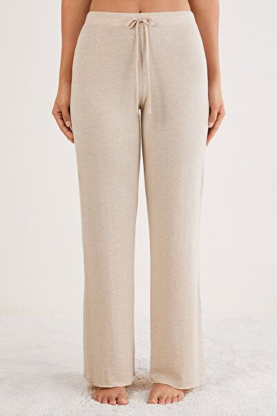 INTIMISSIMI خليط الكشمير الخفيف قماش مودال طويل بنطلون واسع الأرجل