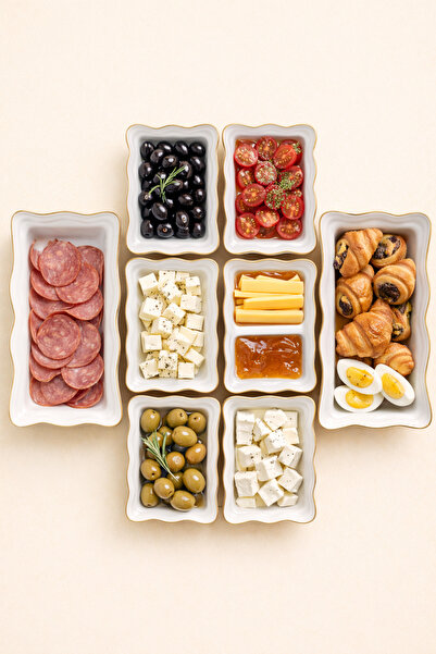 Hilamingo Home 8 Parça Yaldızlı Serenat Kahvaltı ve Sunum Seti