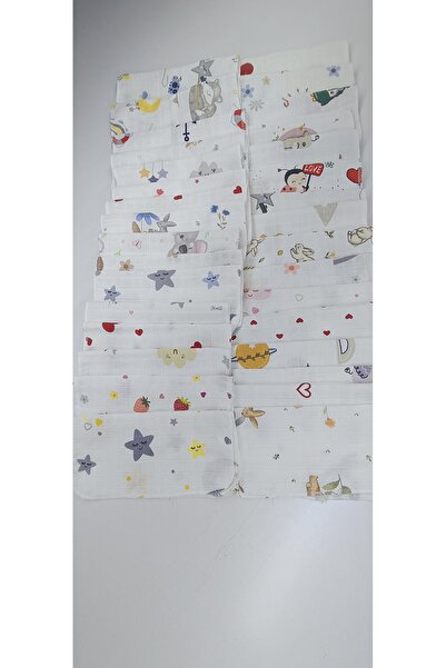 minnakya Ağız Mendili Erkek Bebek Mendili %100 pamuk 10 lu müslin bez