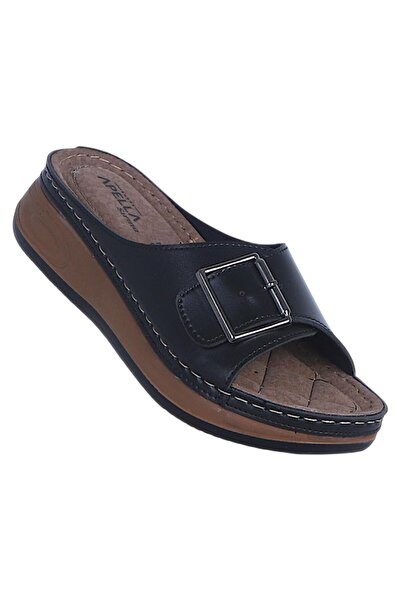 Apella 463-5 Sırma Black Women's Flat Slipper