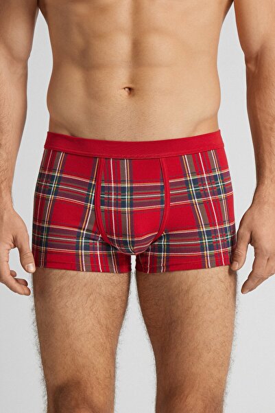 INTIMISSIMI Red Tartan Patterned Superior Cotton Pcs Boxer