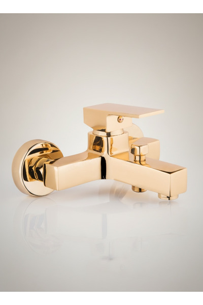 İSAOĞLU YAPI صنبور حمام ذهبي بتصميم مربع، مصنوع من النحاس، مادة مقاومة للصدأ،...