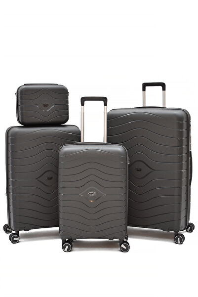 ÇÇS Polipropilen Kırılmaz 4’lü Valiz Seti – Körüklü Kabin Orta Büyük Boy & Ma...