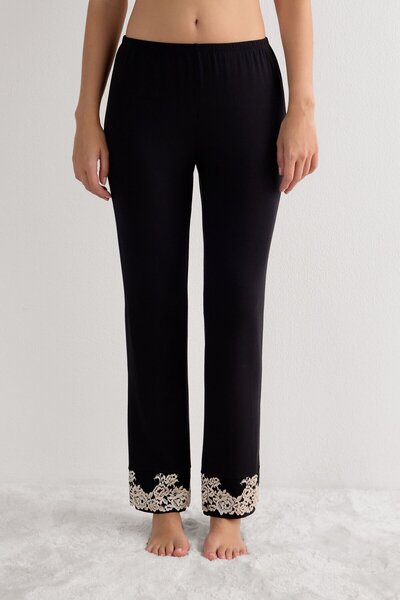 INTIMISSIMI Pretty Flowers Ruffled Modal Long Pants