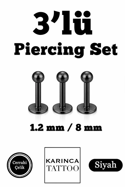 Karınca Piercing Cerrahi Çelik 3'lü Piercing Set