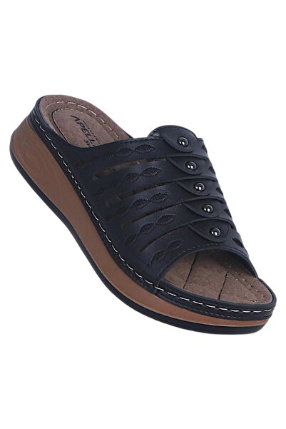 Apella 463-3 Sırma Black Women's Flat Slipper