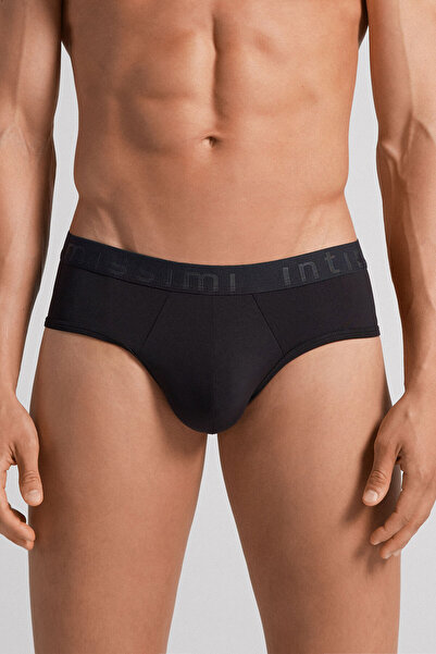 INTIMISSIMI Men's Microfiber Slip Underpants with Logo Detail