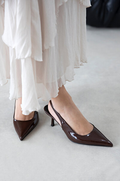 STRASWANS Raye ženske cipele na petu od lakirane kože, smeđe