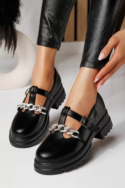 Zaira Women's black casual shoes made of eco- Leather Vespera #24565 - 39