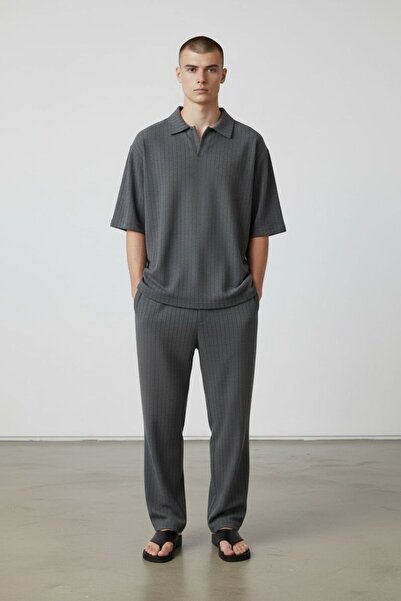 Altamira Ανδρικό Σετ Smoked Plaid Ριγέ Κρεπ oversized