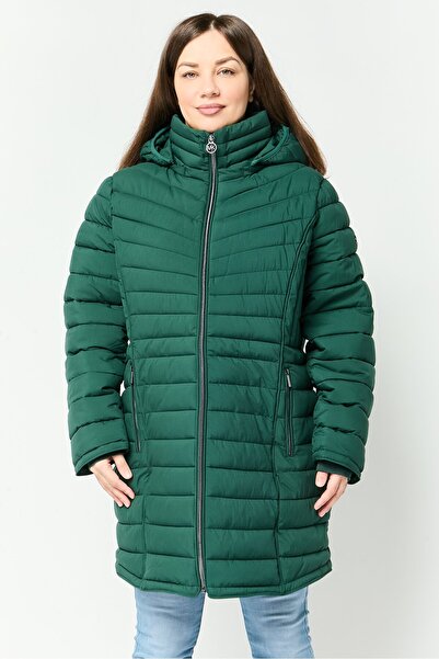 Michael Kors Women Quilted Hooded Puffer Jacket, Dark Green