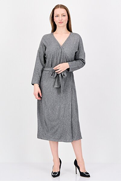Great Plains Women Micro Stripe Midi Dress, Grey