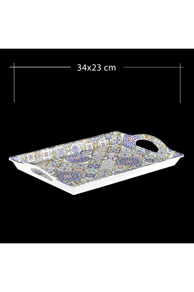 GRAND CAM Desenli Servis Tepsisi 34 x 23cm – Kulplu Sunum Tepsisi