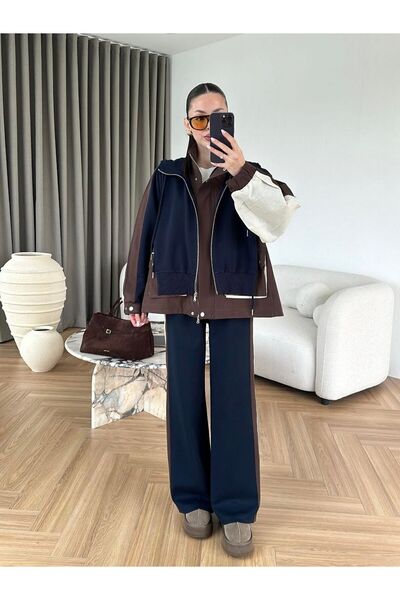 Oxygen Scarfs Hooded Paneled Women's Two-Piece Set