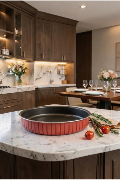 Mirolex Premium 38 cm Round Non-Stick Oven Baking & Pizza Tray | Red & Black ...