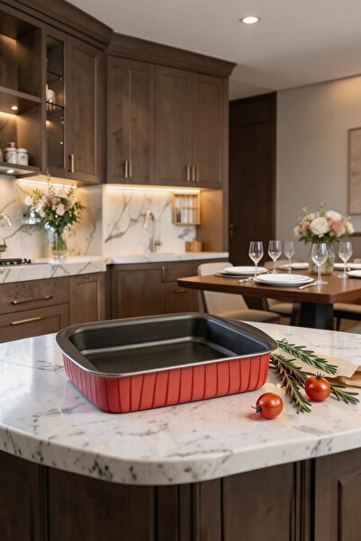 Mirolex Premium 25 cm Rectangular Non-Stick Oven Baking Tray | Red & Black Te...