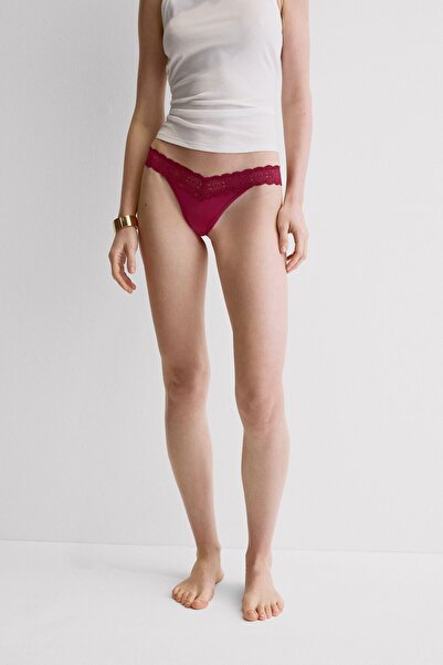 INTIMISSIMI 80's Style Lace and Microfiber Brazilian Slip