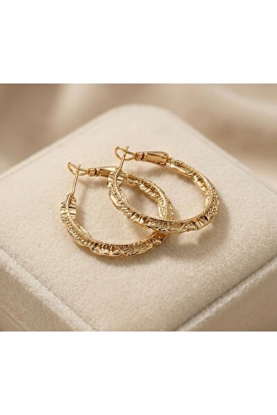 - Xuping VIP Seri Ezme Dokulu Gold Paslanmaz, Kararmaz Halka Küpe 3cm çap