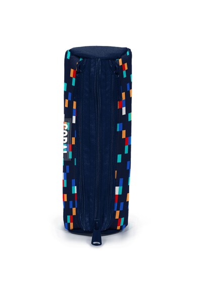 Coral High Kids Navy Blue Geometric Patterned Three Compartment Pencil Case Bag 31035