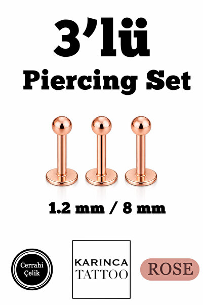 Karınca Piercing Cerrahi Çelik 3'lü Piercing Set