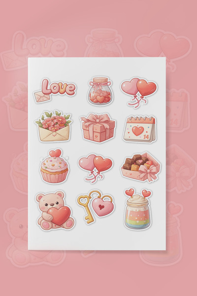To Design Lab Set de autocolante Love Hearts 11x15 cm 10 pagini cu 150 de aut...