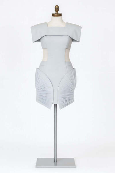 Grey Semicircle Dress-grey / ıtalıan crep / Dry clean only